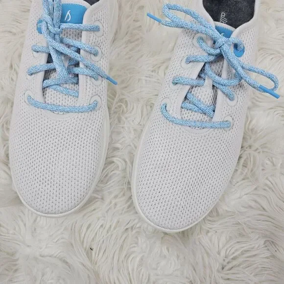 All Birds Tree Runners White Aqua Teal Mesh Men's Size 11 NWOB Athletic Sneaker